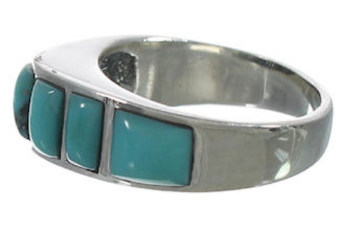 Authentic Sterling Silver Turquoise Inlay Ring Size 5-3/4 VX36516